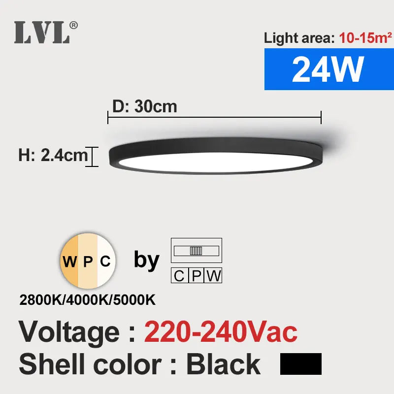Modern LED Ceiling Light Wood Grain Golden One Light with 3 Colors Home Lighing Kitchen Bedroom Bathroom Surface Ceiling Lamp
