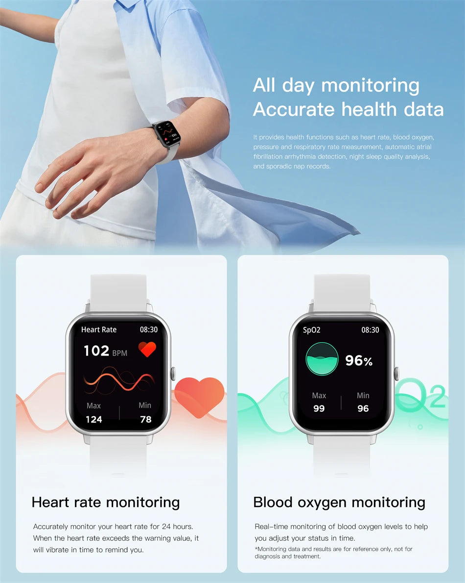 2025 New Smart Watch Women HD Bluetooth Call Sport Fitness Tracker Watch GPS Track Health Monitor Fashion Ladies Men Smart Watch