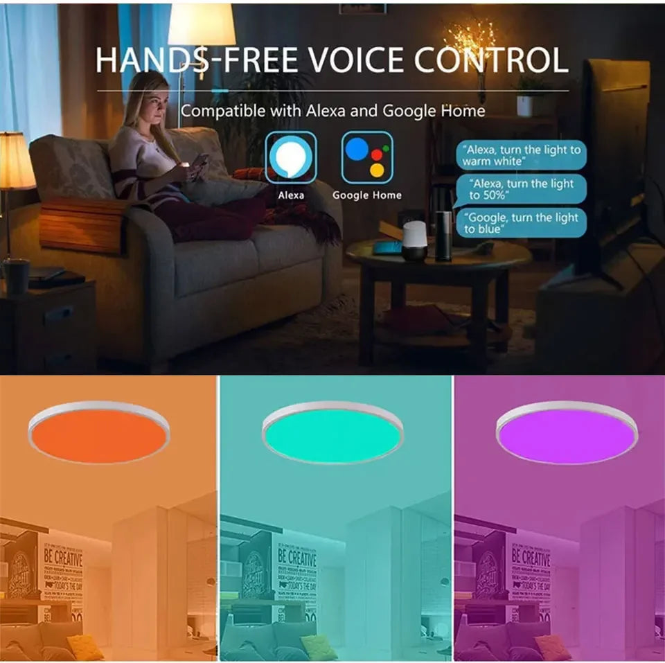 Tuya Smart WiFi Ceiling Light AC 220V 24W RGBCW Ambient Lamp APP Control Alexa Geogle Home Voice Control For Bedroom Home Decor