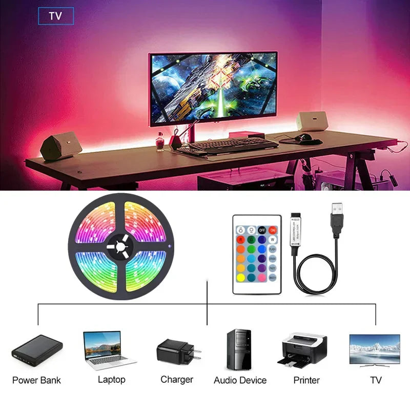 Bluetooth LED Strip Lights SMD 5050 RGB APP Remote Control Flexible Ribbon Diode Lamp Tape TV Backlights Game Room Home Decor