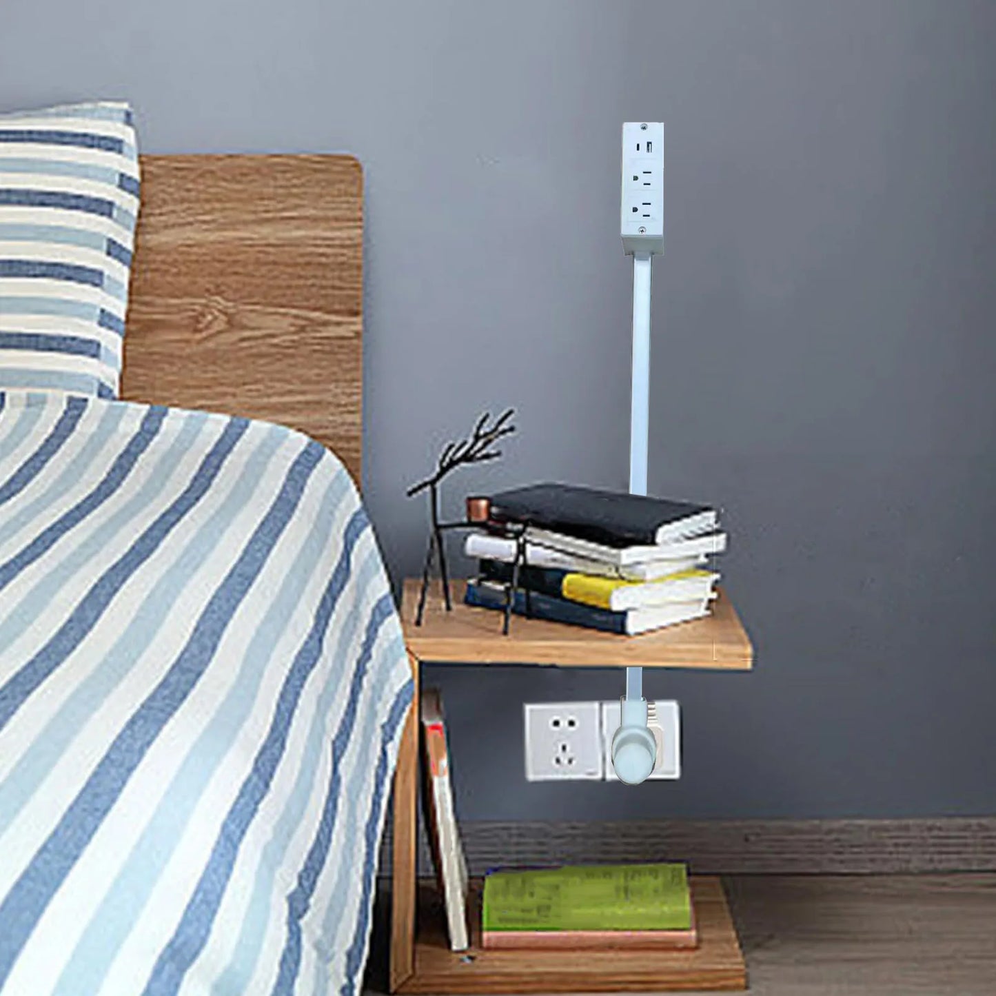 Power Outlet Extender Power Socket Expander 2xAC Sockets 1xUSB A 1xUSB C Plug and Play 180 Degree Rotatable Versatile for Sofa