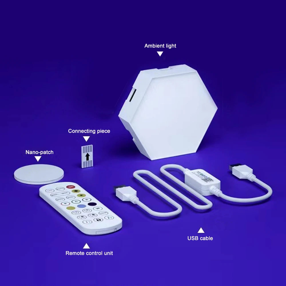 RGB Hexagonal Quantum Lamp LED Smart Wall Light Panels APP Remote Control Ambient Night Light DIY Shape Game Room Decor