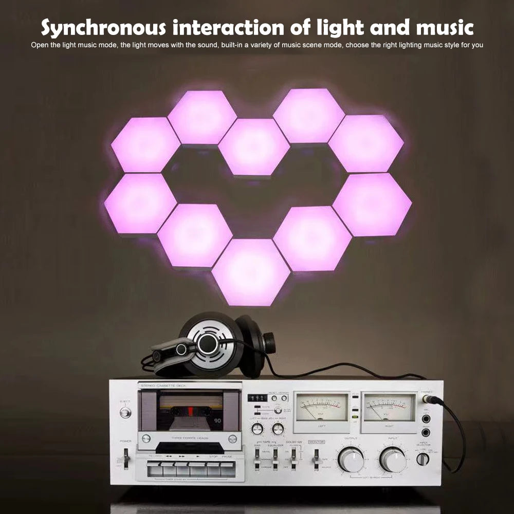 RGB Hexagonal Quantum Lamp LED Smart Wall Light Panels APP Remote Control Ambient Night Light DIY Shape Game Room Decor