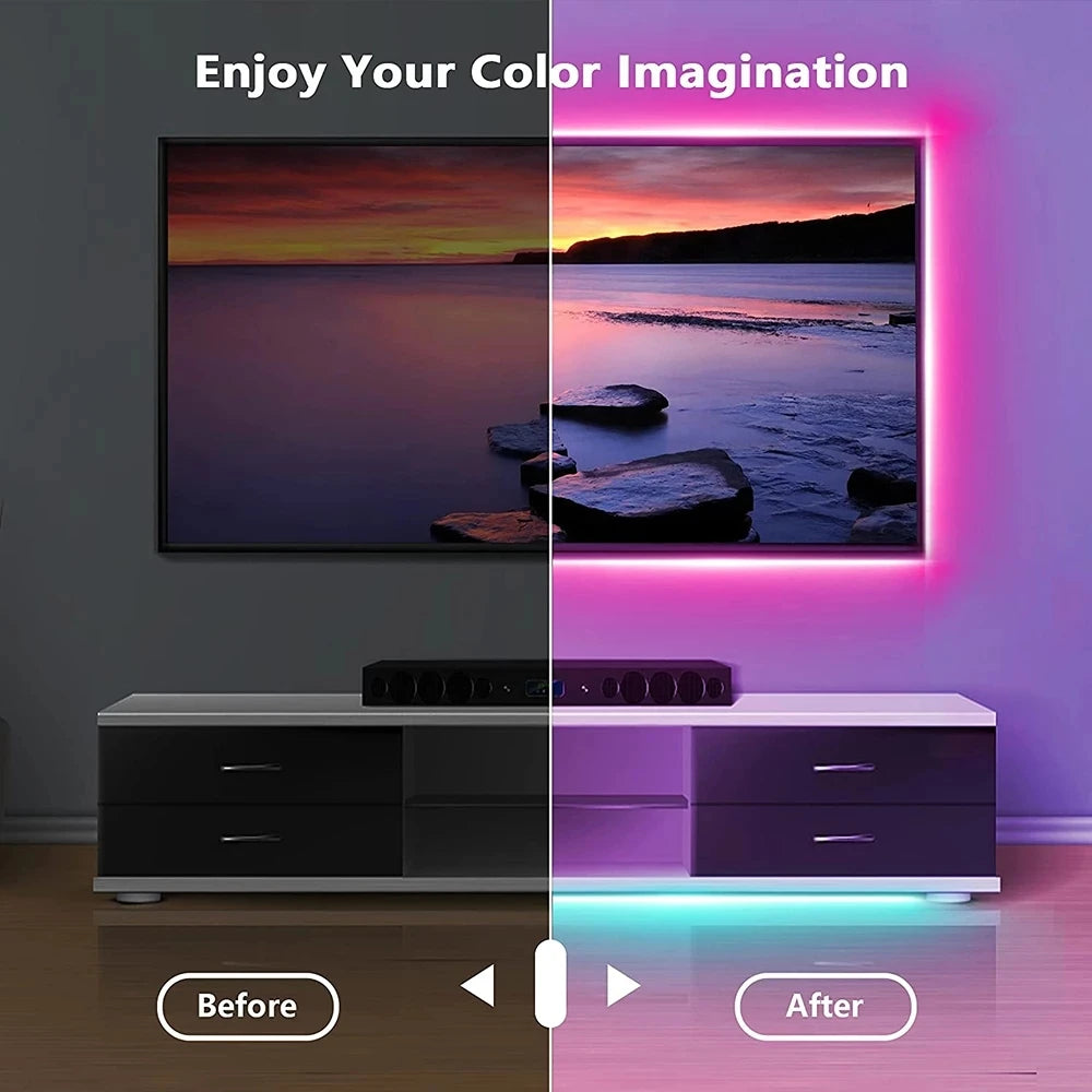 RGB Led Strip Lights 5m 10m 20m 30m Led Room Light with APP Control Flexible Ribbon Luces Led Tape for Room Bedroom Decoration
