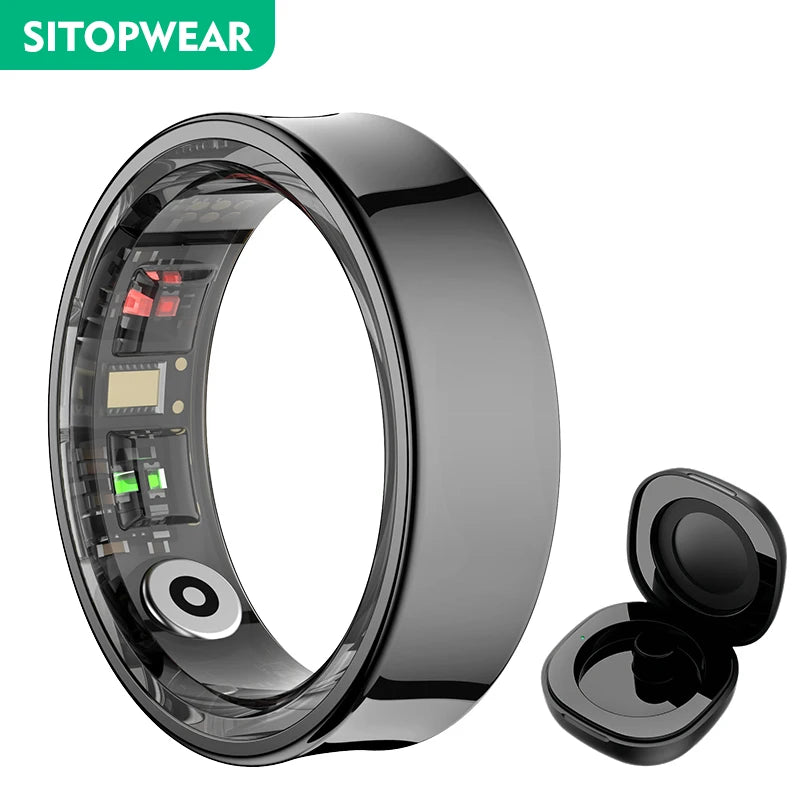 SITOPWEAR Smart Ring with Charging Case 2025 Men Women Couple Smartring Blood Oxygen/Heart Rate Monitor Sleep Sport Tracker
