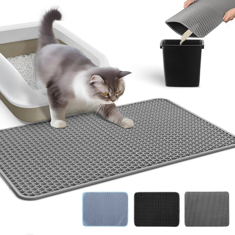 Cat Litter Mat Water Urine Proof Double Layer Pet Foldable Cat Litter Trapping Pet Carpet Bed Pads For Cats Pet Clean Supplies