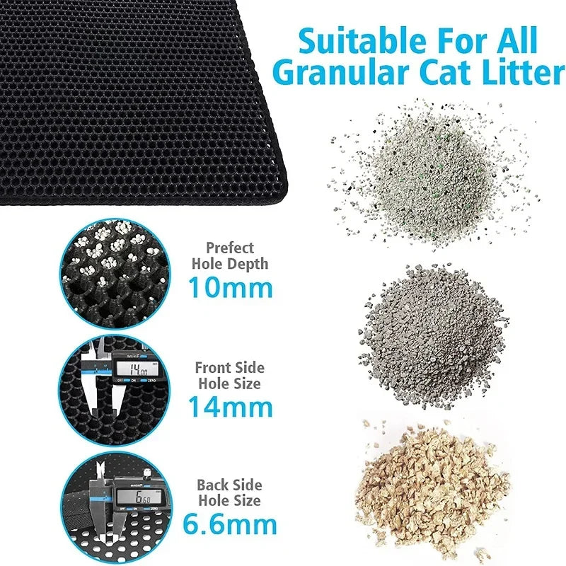 Cat Litter Mat Water Urine Proof Double Layer Pet Foldable Cat Litter Trapping Pet Carpet Bed Pads For Cats Pet Clean Supplies