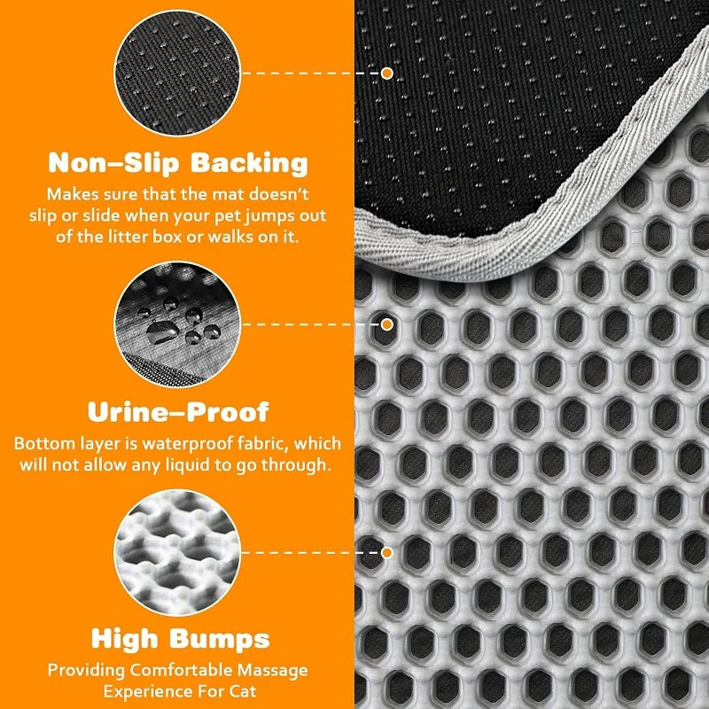 Cat Litter Mat Water Urine Proof Double Layer Pet Foldable Cat Litter Trapping Pet Carpet Bed Pads For Cats Pet Clean Supplies