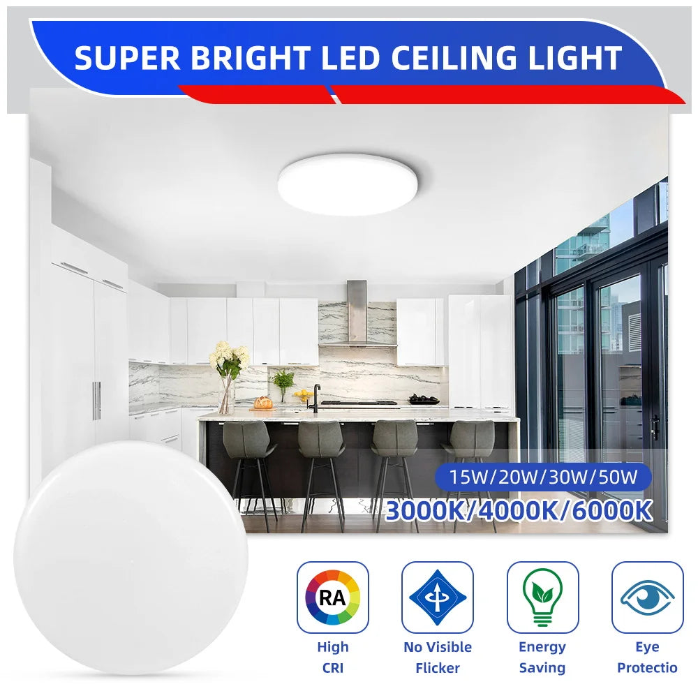 Modern LED Ceiling Lights Ultra Thin Panel Lighting Energy Saving Ceiling Lamp for Living Room Bedroom Kitchen Indoor Lighting