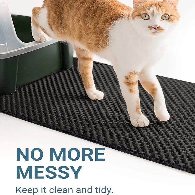 Cat Litter Mat Water Urine Proof Double Layer Pet Foldable Cat Litter Trapping Pet Carpet Bed Pads For Cats Pet Clean Supplies