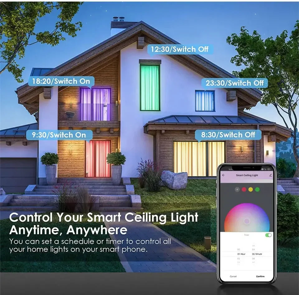 Tuya Smart WiFi Ceiling Light AC 220V 24W RGBCW Ambient Lamp APP Control Alexa Geogle Home Voice Control For Bedroom Home Decor