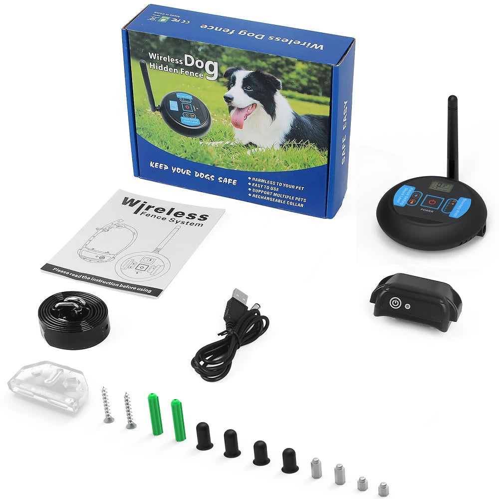 480m Dog Wireless Rechargeable Electric Fence, IP68 Waterproof Beep + Shock + Vibration Mode, Transmitter and Collar Combo