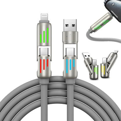 Revolutionary 4 in 1 USB C Cable: 240W Fast Charging & Data Sync with Multi-Silicone RGB Design