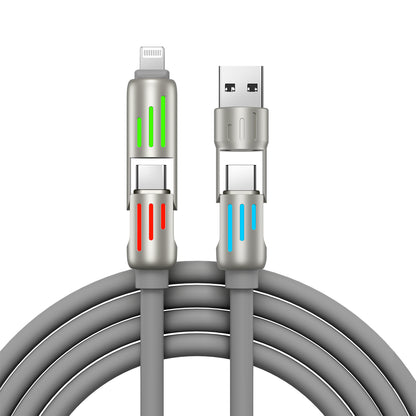 Revolutionary 4 in 1 USB C Cable: 240W Fast Charging & Data Sync with Multi-Silicone RGB Design