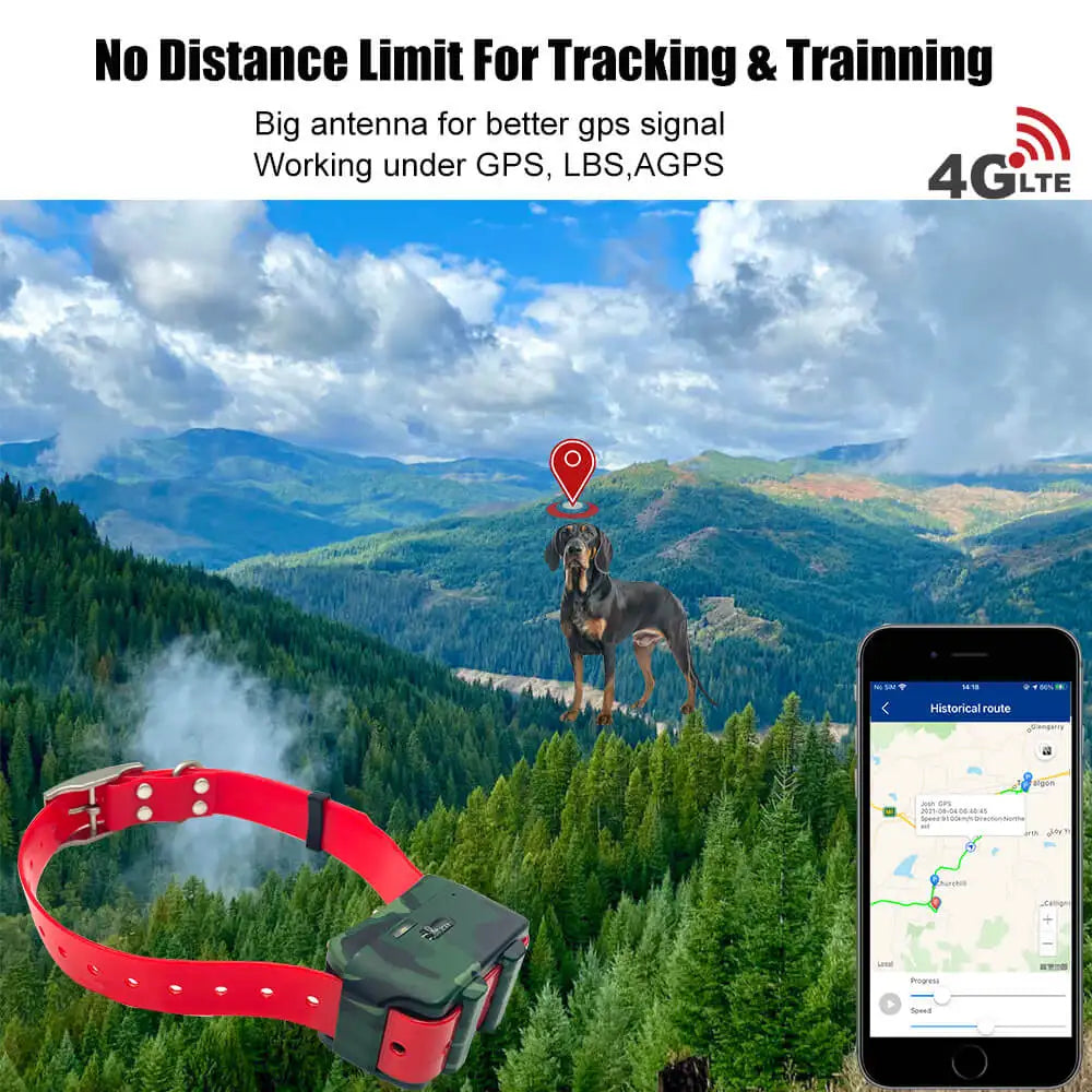 4G GPS Tracker For Hound Cow Sheep Waterproof Pet Tracker Geo-fence Dog Collar Voice Monitor