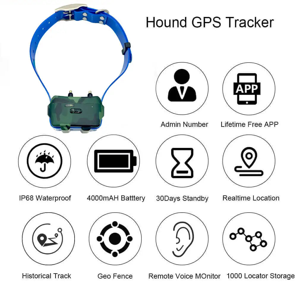 4G GPS Tracker For Hound Cow Sheep Waterproof Pet Tracker Geo-fence Dog Collar Voice Monitor