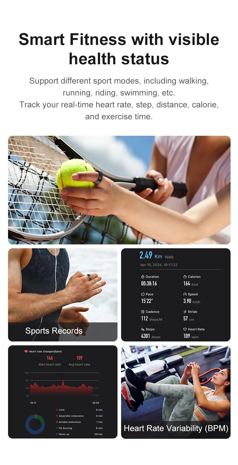 SITOPWEAR Smart Ring with Charging Case 2025 Men Women Couple Smartring Blood Oxygen/Heart Rate Monitor Sleep Sport Tracker