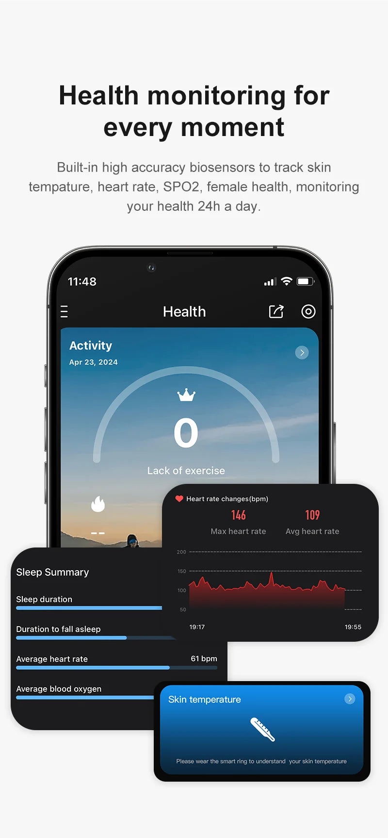 SITOPWEAR Smart Ring with Charging Case 2025 Men Women Couple Smartring Blood Oxygen/Heart Rate Monitor Sleep Sport Tracker