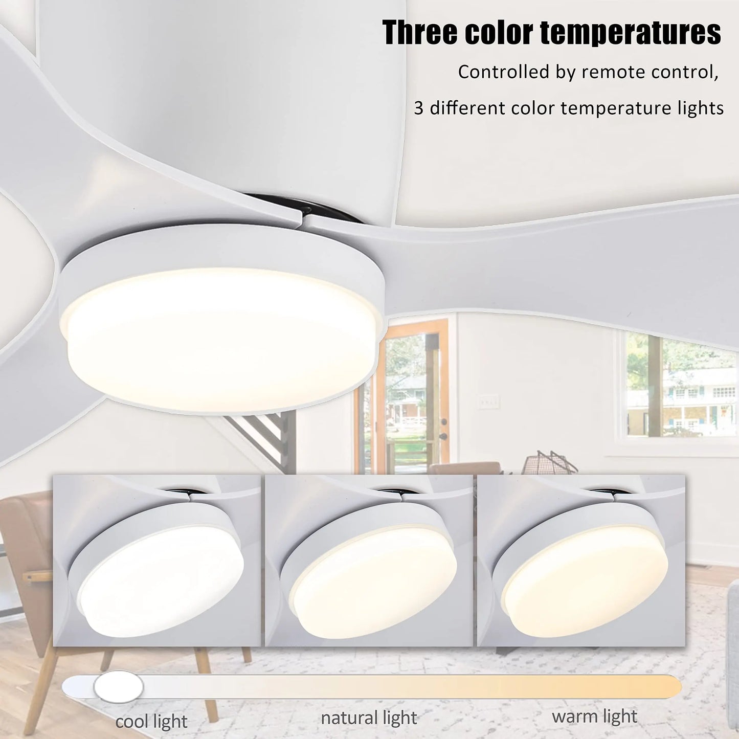 IRALAN 42/52-Inch DC Motor Ceiling Fan with LED Light Remote Control High Airflow for Kitchen Bedroom Dining Room Patio