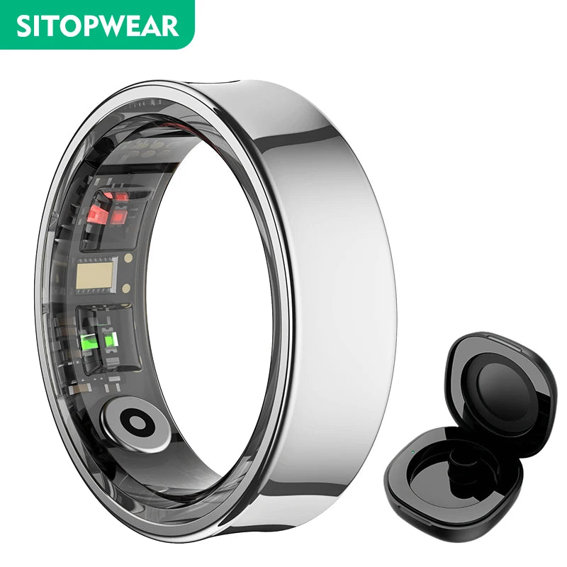 SITOPWEAR Smart Ring with Charging Case 2025 Men Women Couple Smartring Blood Oxygen/Heart Rate Monitor Sleep Sport Tracker
