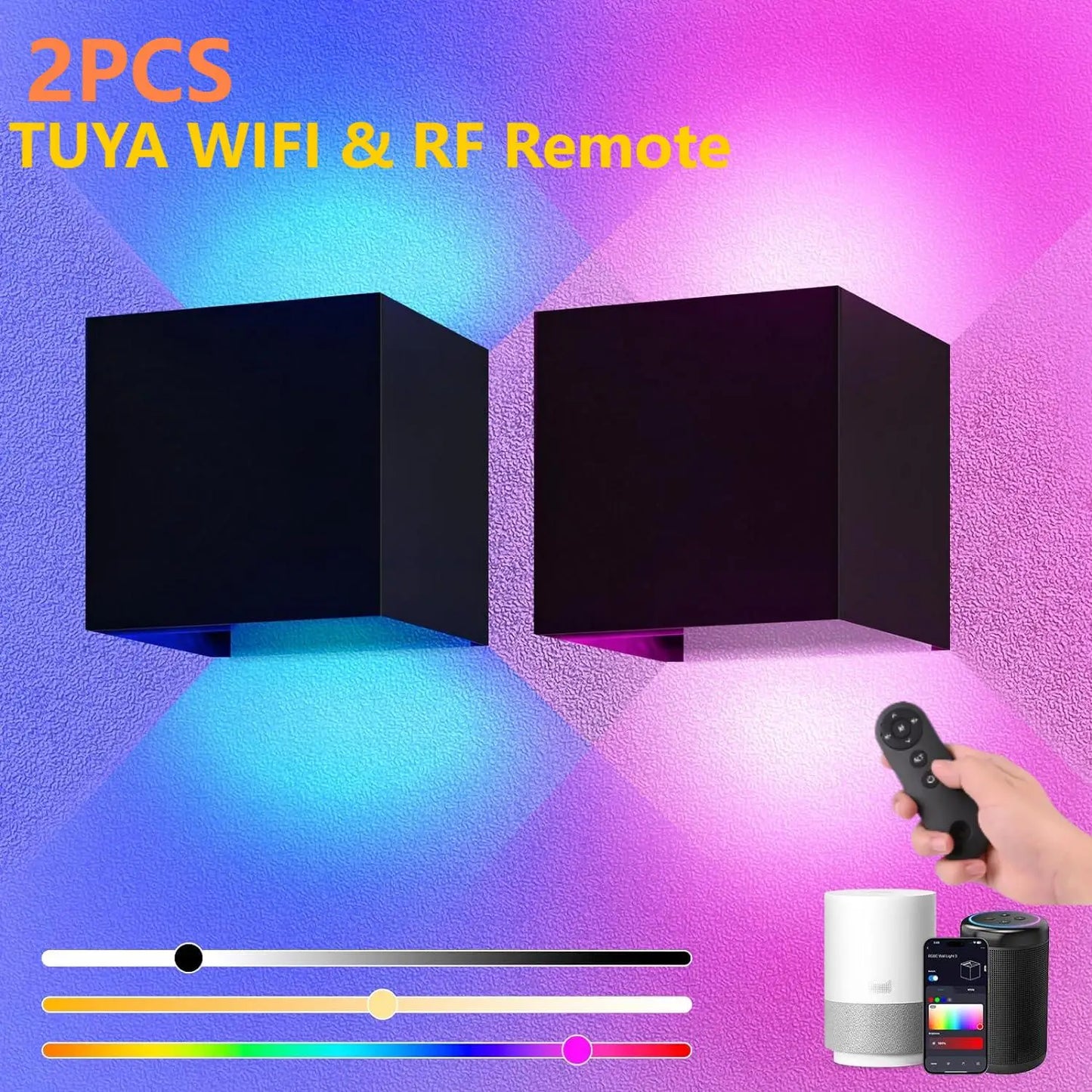 2PC Outdoor Wall Lights 10W RGBCW LED Patio Wall Light Fixture Smart Modern Outdoor Light with App/Voice Control Adjustable Beam