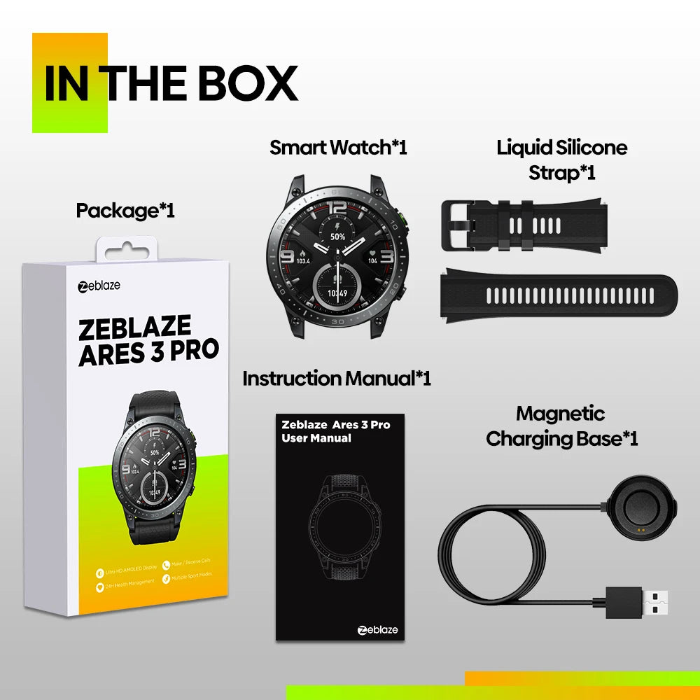 [New 2023] Zeblaze Ares 3 Pro Smart Watch Ultra HD AMOLED Display Voice Calling 100+ Sports Modes 24H Health Monitor Smartwatch
