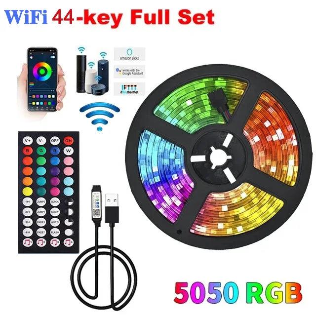 RGB Led Strip Lights 5m 10m 20m 30m Led Room Light with APP Control Flexible Ribbon Luces Led Tape for Room Bedroom Decoration
