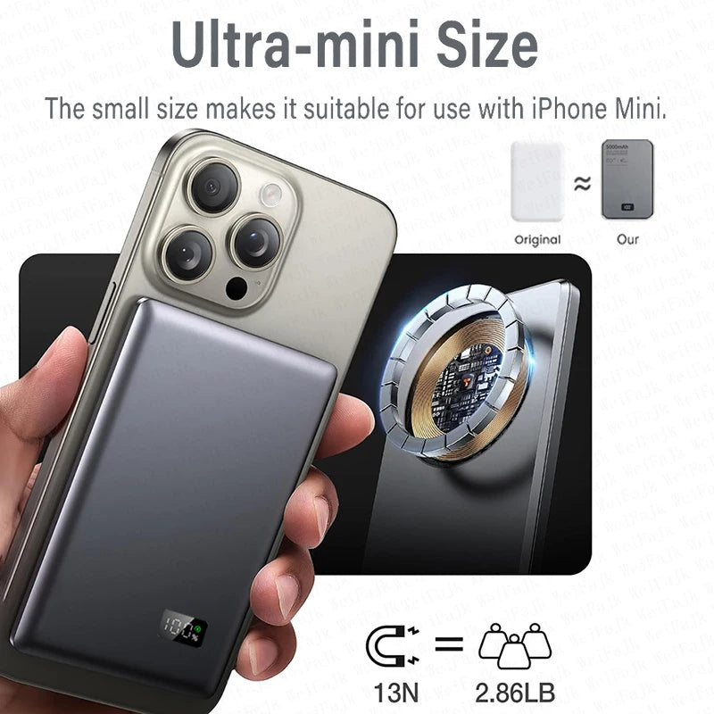 For Apple Magsafes Powerbank Magnetic Wireless Portable Charger External Battery Fast Charging For iPhone 16 15 14 13 12 Pro Max