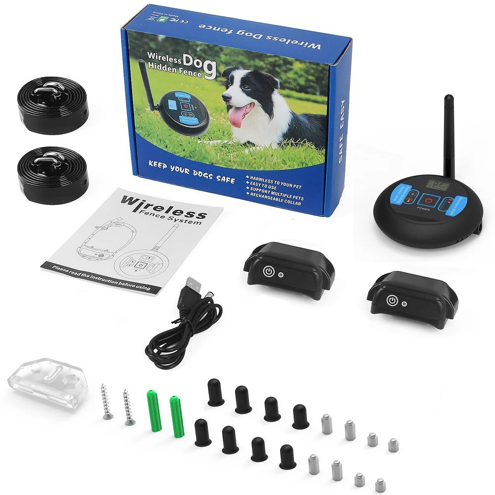 480m Dog Wireless Rechargeable Electric Fence, IP68 Waterproof Beep + Shock + Vibration Mode, Transmitter and Collar Combo