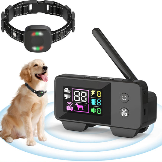 480m Dog Wireless Rechargeable Electric Fence, IP68 Waterproof Beep + Shock + Vibration Mode, Transmitter and Collar Combo