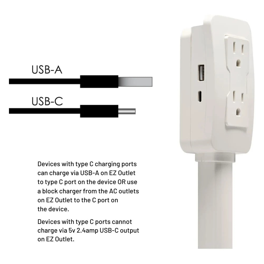 US Plug Outlet Power Extender 42 75cm Extension With USB Type C Fast Charging Port Sofa Bedside Table Extender Tools