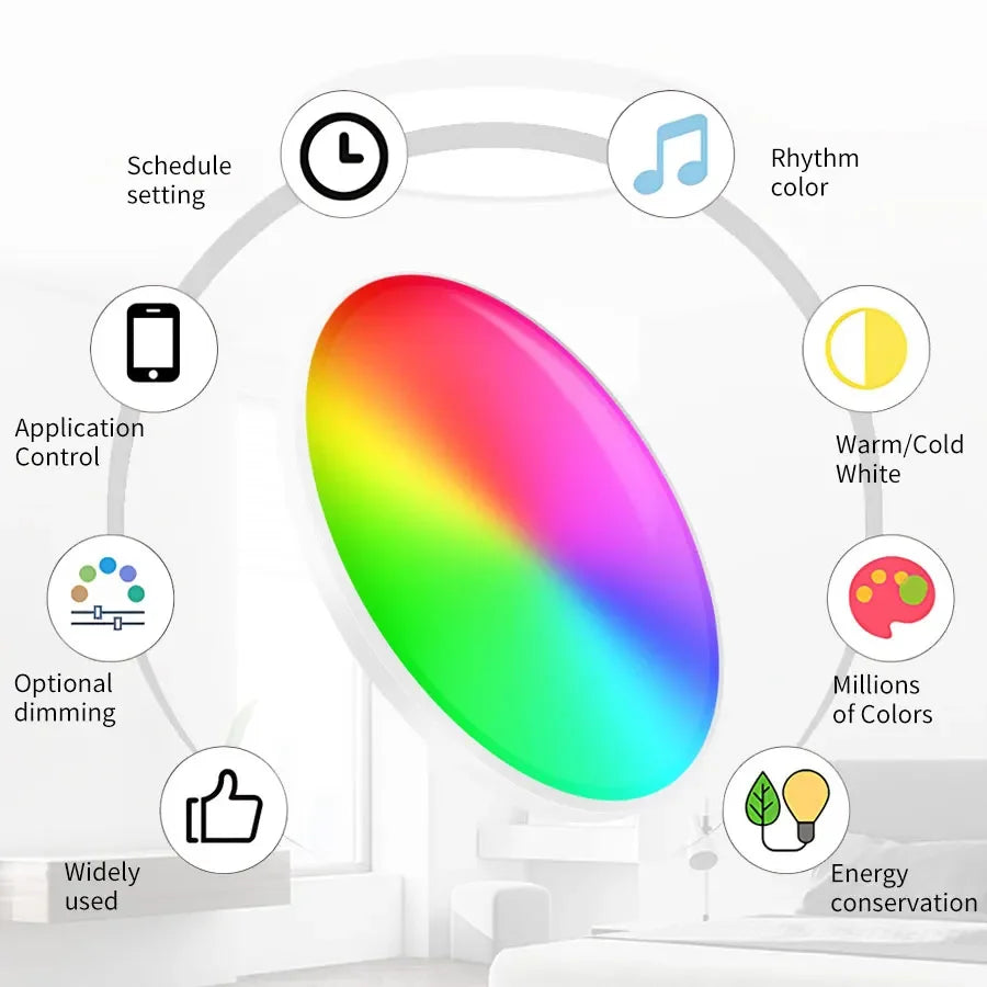 Tuya Smart WiFi Ceiling Light AC 220V 24W RGBCW Ambient Lamp APP Control Alexa Geogle Home Voice Control For Bedroom Home Decor