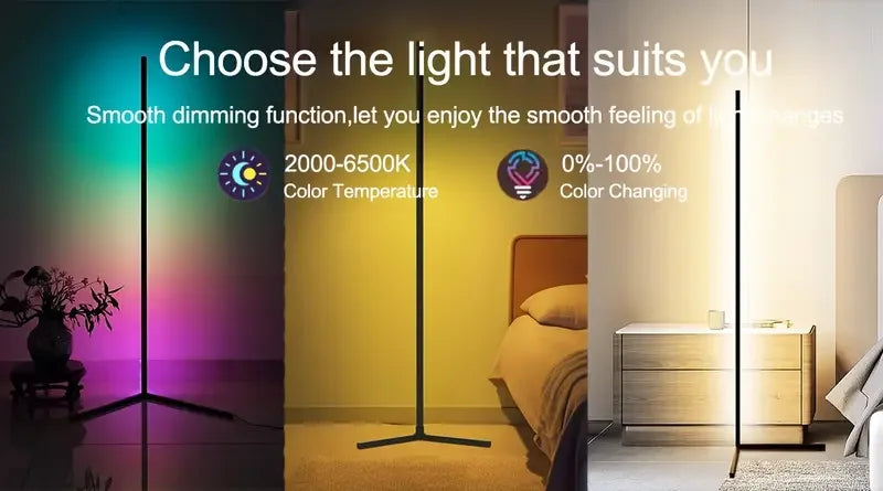 Smart Led Living Room Floor Lamp Rgb Fantasy Floor Lamp Music Synchronization Application Program Control Suitable for Living Room E-Sports Room Easy to Use