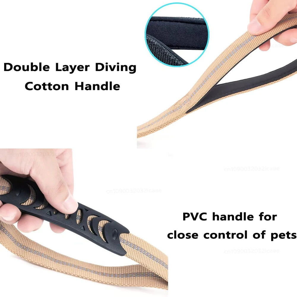 Heavy Duty Dog Leash for Large Dogs Shock Absorbing Bungee Tactical Dog Leash with 2 Padded Handle Strong No Pull Dog Leash