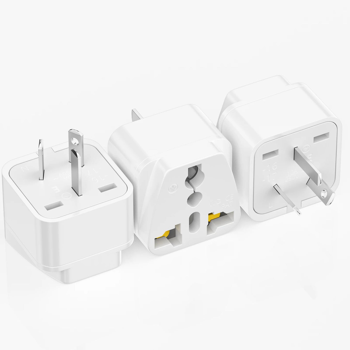 3PCS Universal Travel Adapter US CA UK EU to AU Australia Plug Converter Electrical Socket Power Wall Charger 250V 2500W
