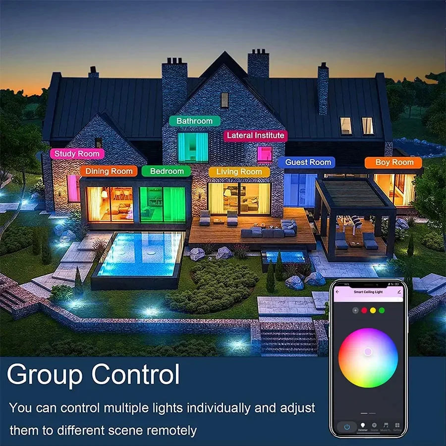 Tuya Smart WiFi Ceiling Light AC 220V 24W RGBCW Ambient Lamp APP Control Alexa Geogle Home Voice Control For Bedroom Home Decor