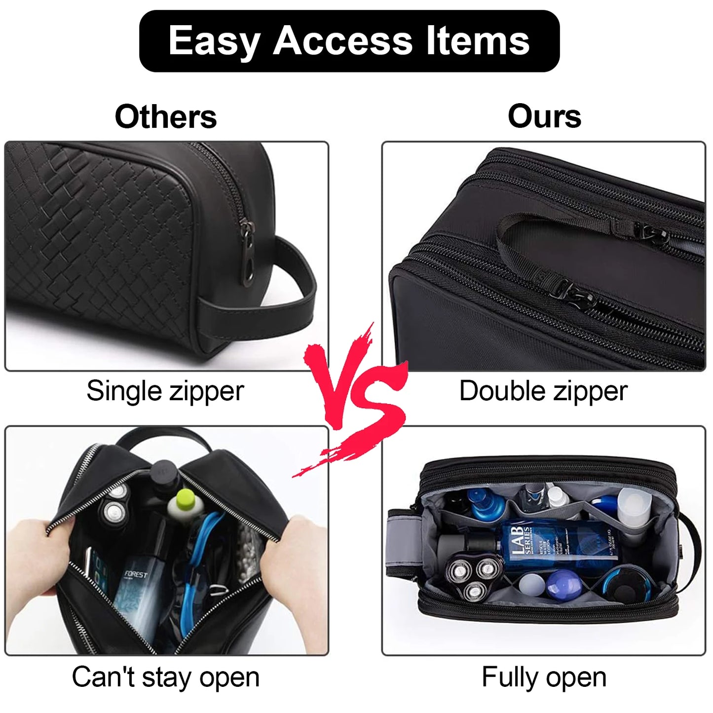 Toiletry Bag for Men, Travel Toiletry Organizer Dopp Kit Water-resistant Shaving Bag for Toiletries, Door Room Essentials