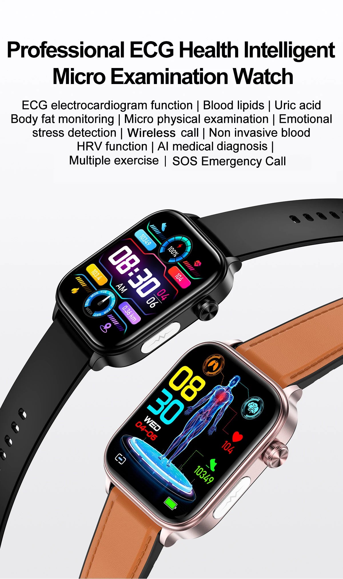 2025 New ECG+PPG Smart Watch Women Heart Rate Blood Lipid Uric Acid Women Menstrual Health Tracker Smartwatches For Android iOS