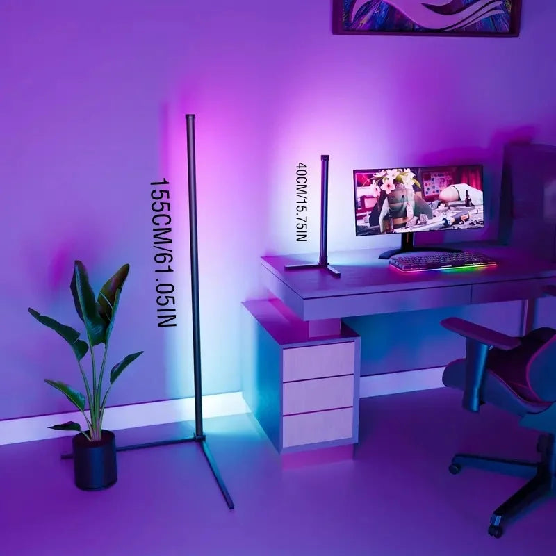 Smart Led Living Room Floor Lamp Rgb Fantasy Floor Lamp Music Synchronization Application Program Control Suitable for Living Room E-Sports Room Easy to Use