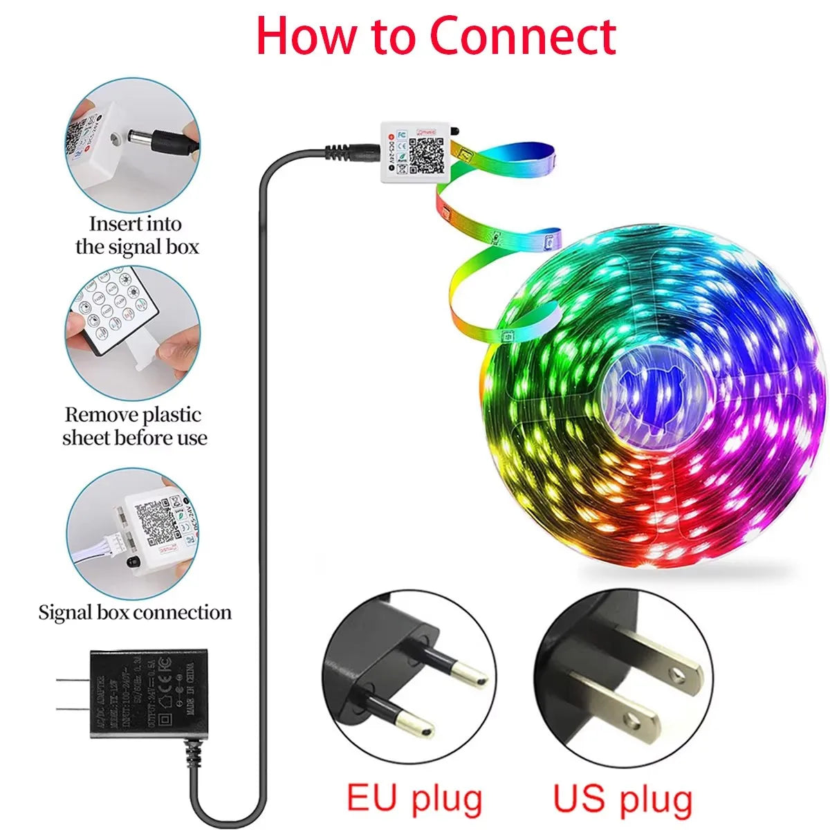 24V Led Strip Lights 10m 20m 30m 40m Led Lighs Music Sync Led Tape with Remote&App Control Flexible Ribbon for Room Party Decor