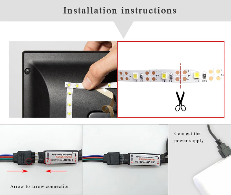5050 Led Strip 5V Ice Tape With Wifi Bluetooth Remote Control For Tv Kitchen 5M 10M Tura Led Lights For Colorful Children Room