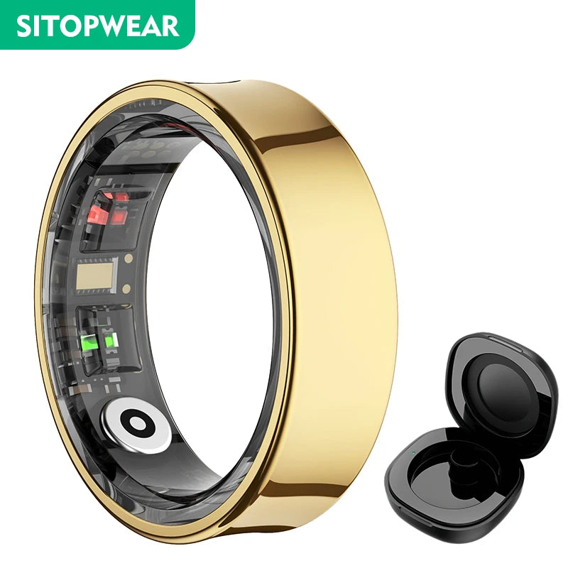 SITOPWEAR Smart Ring with Charging Case 2025 Men Women Couple Smartring Blood Oxygen/Heart Rate Monitor Sleep Sport Tracker
