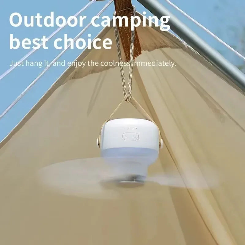 2025 NEW Portable Ceiling Fans Outdoor Camping Fan Tent Ventilator Cooler Rechargeable Electric Fan Remote Control LED Lighting