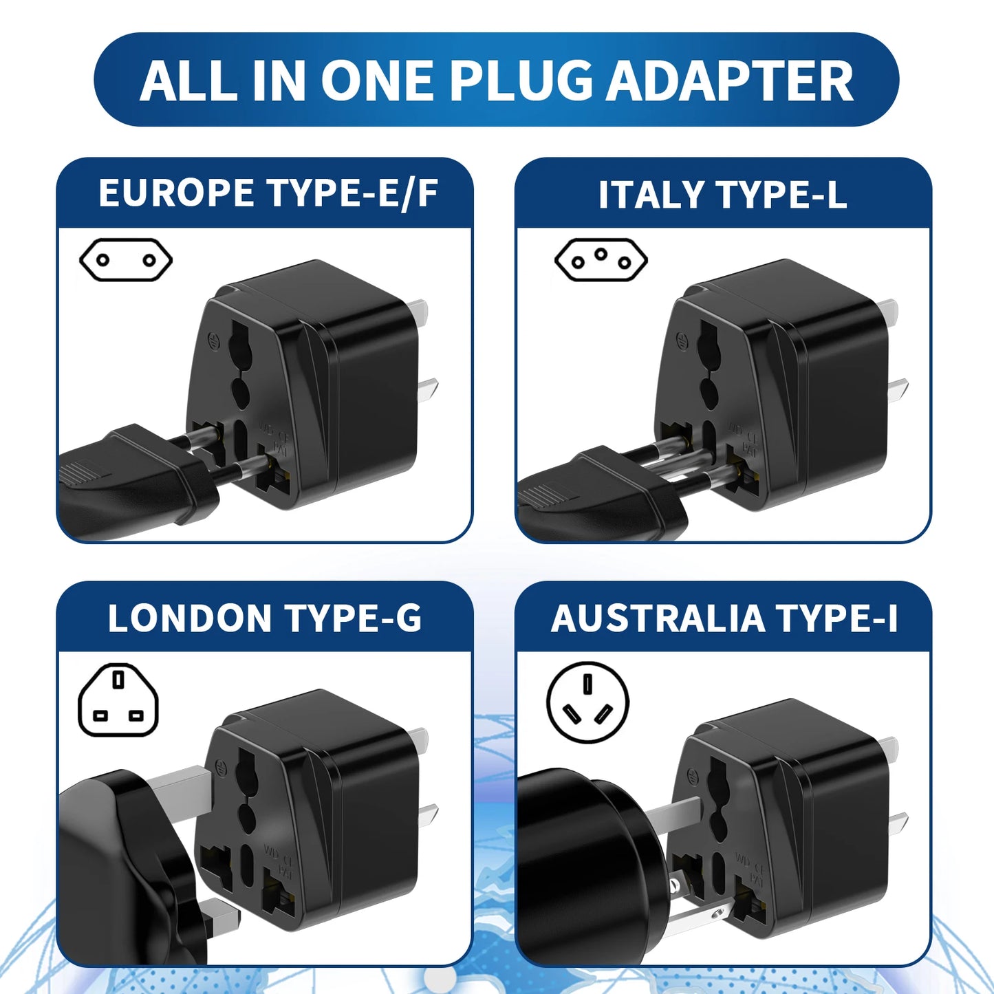 3PCS Universal Travel Adapter US CA UK EU to AU Australia Plug Converter Electrical Socket Power Wall Charger 250V 2500W