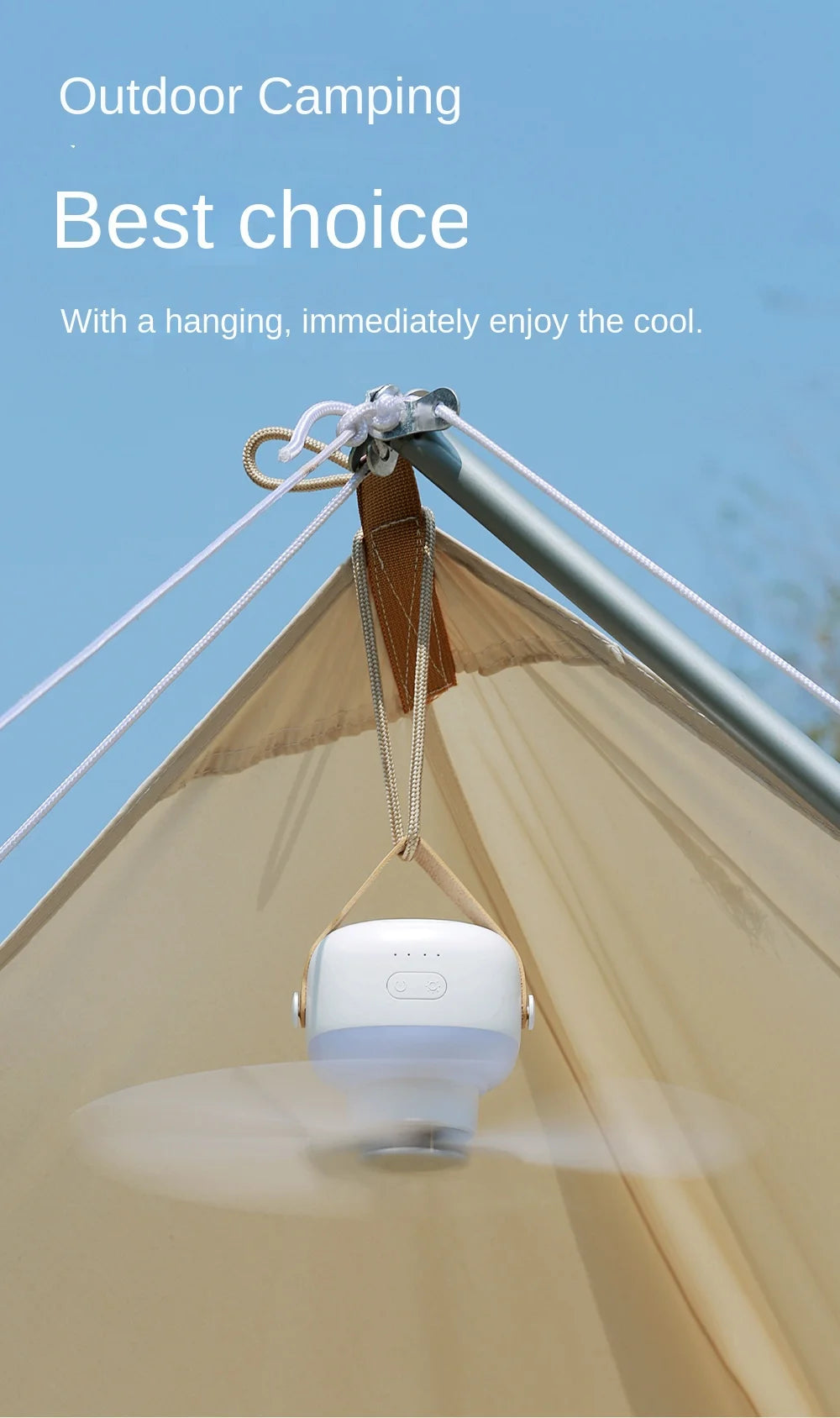 2025 NEW Portable Ceiling Fans Outdoor Camping Fan Tent Ventilator Cooler Rechargeable Electric Fan Remote Control LED Lighting