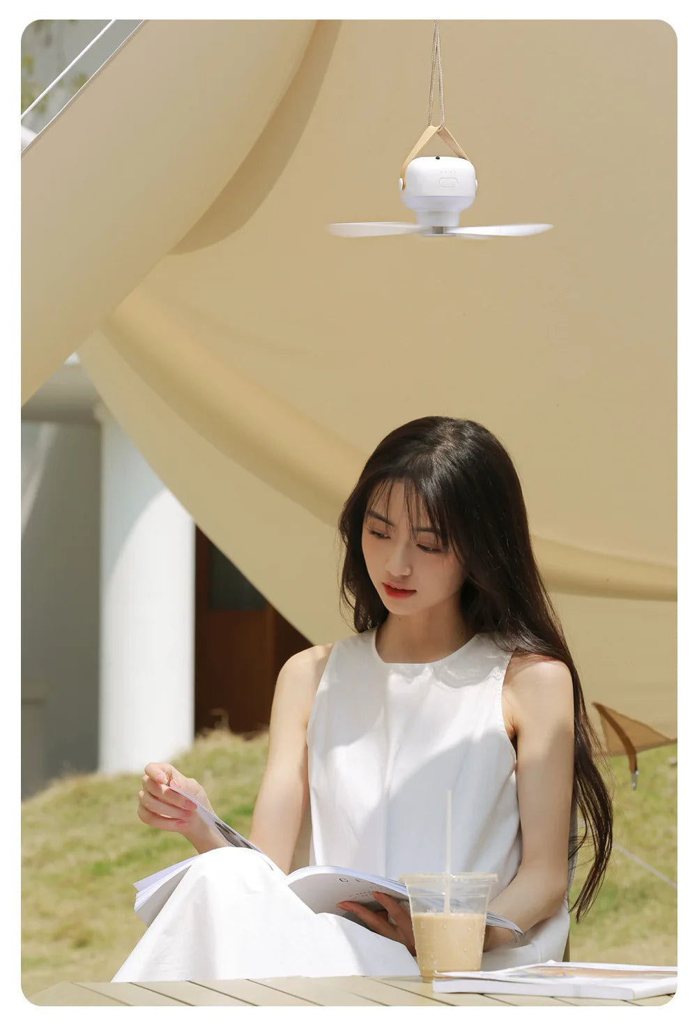 2025 NEW Portable Ceiling Fans Outdoor Camping Fan Tent Ventilator Cooler Rechargeable Electric Fan Remote Control LED Lighting