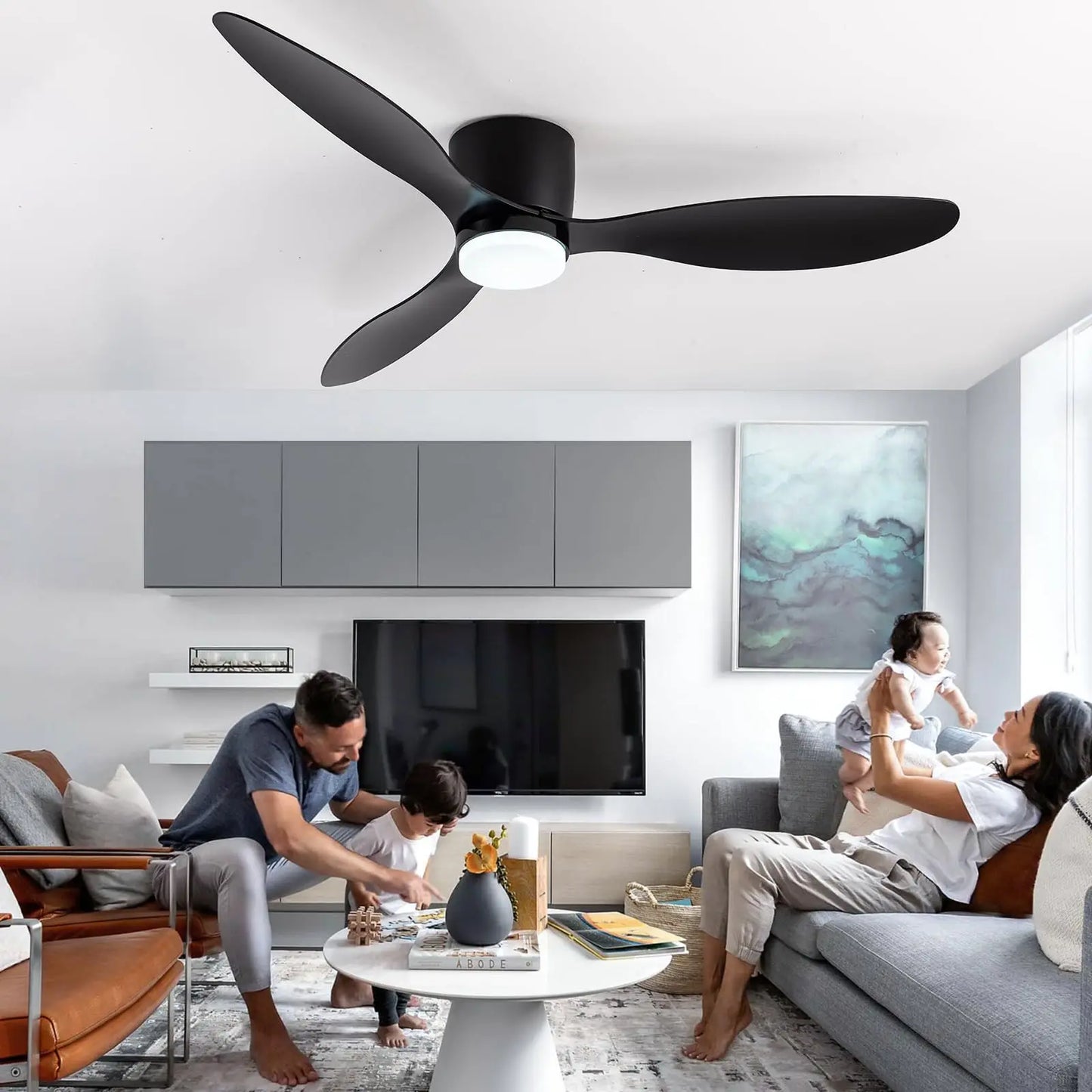 IRALAN 42/52-Inch DC Motor Ceiling Fan with LED Light Remote Control High Airflow for Kitchen Bedroom Dining Room Patio