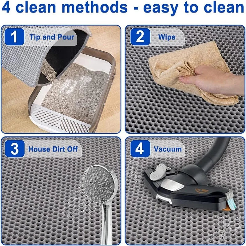 Cat Litter Mat Water Urine Proof Double Layer Pet Foldable Cat Litter Trapping  Pet Carpet Bed Pads For Cats Pet Clean Supplies