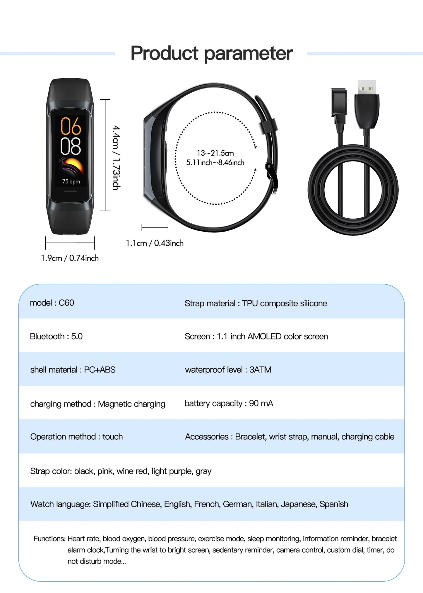 LIGE Amoled Smart Watch Smartwatch Band Women Heart Rate Blood Waterproof Connected Smart Bracelet Sport Fitness Tracker  Watch