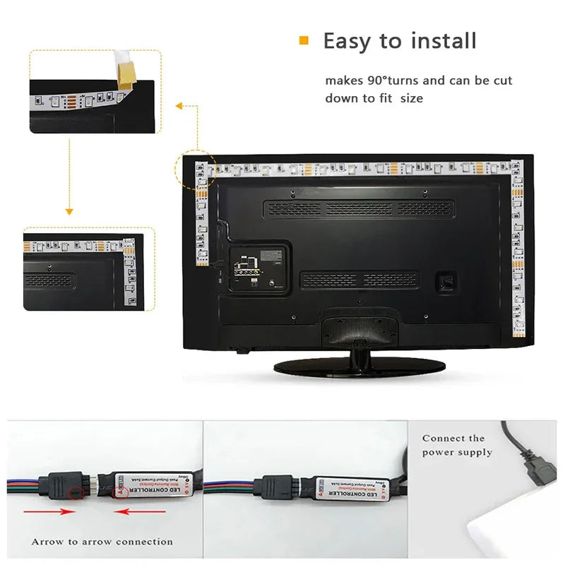 Bluetooth LED Strip Lights SMD 5050 RGB APP Remote Control Flexible Ribbon Diode Lamp Tape TV Backlights Game Room Home Decor